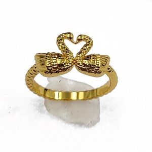 🟣 BOGO! NEW! Swan Love Gold Brass Ring